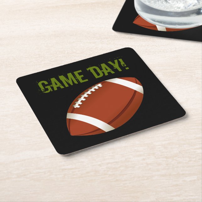 Football Super Fan Sports Game Day Square Paper Coaster (Angled)