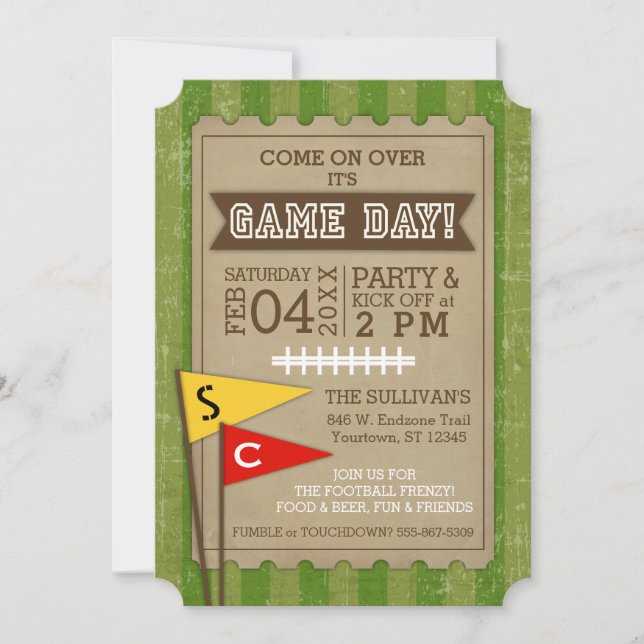 Football | Super Game Day Customisable Team Flags Invitation (Front)