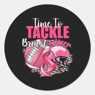 Football Survivor Time To Tackle Breast Cancer Awa Classic Round Sticker