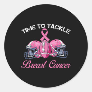Football Survivor Time To Tackle Breast Cancer Awa Classic Round Sticker