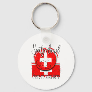 Football Switzerland Flag Retro Soccer Swiss T Shi Key Ring