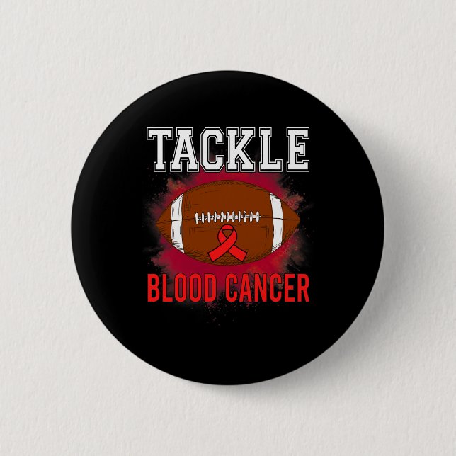 Football Tackle Blood Cancer Awareness Men Women R 6 Cm Round Badge (Front)