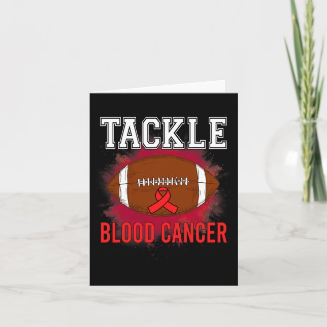 Football Tackle Blood Cancer Awareness Men Women R Card (Front)
