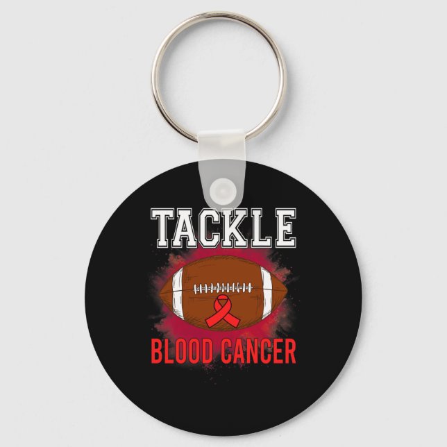 Football Tackle Blood Cancer Awareness Men Women R Key Ring (Front)