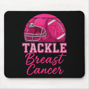 Football Tackle Breast Cancer Awareness Pink Ribbo Mouse Pad