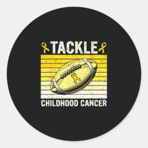 Football tackle childhood cancer awareness classic round sticker