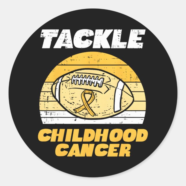 Football Tackle Childhood Cancer Awareness Ribbon Classic Round Sticker (Front)