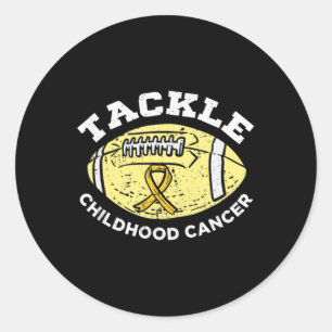 Football Tackle Childhood Cancer Awareness Wear Go Classic Round Sticker