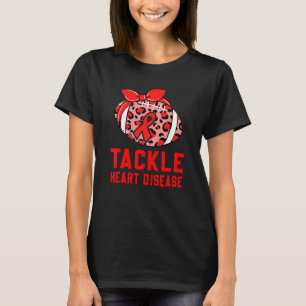 Football Tackle Heart Disease Retro Awareness Red  T-Shirt