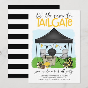 Football Tailgate Black Gold Change to ANY COLORS Invitation