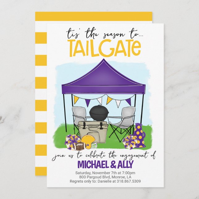 Football Tailgate Engagement change to ANY COLOR Invitation (Front/Back)
