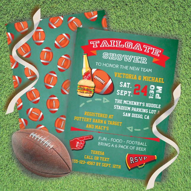 Football Tailgate Party green chalkboard Invite (Creator Uploaded)