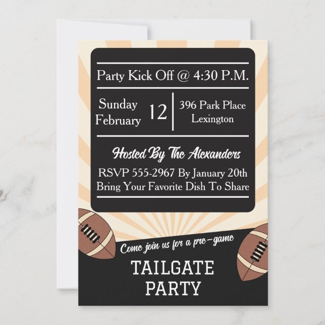 Football Tailgate Party Invitation Tailgating  (Front)