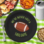 Football Tailgating Paper Plates<br><div class="desc">Invite all your rowdy friends to enjoy your game day with customisable football paper plates in 2 sizes. CHANGE the BACKGROUND colour to anything! ADD text,  change text,  change the font colour,  just click CUSTOMIZE. See MATCHING invitations,  napkins,  coasters and more in our store.</div>