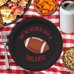 Football Tailgating Paper Plates<br><div class="desc">Invite all your rowdy friends to enjoy your game day with customisable football paper plates in 2 sizes. CHANGE the BACKGROUND colour to anything! ADD text,  change text,  change the font colour,  just click CUSTOMIZE. See MATCHING invitations,  napkins,  coasters and more in our store.</div>