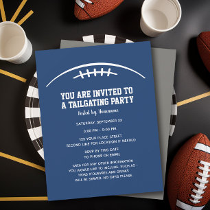 Football Tailgating Party - blue silver Invitation