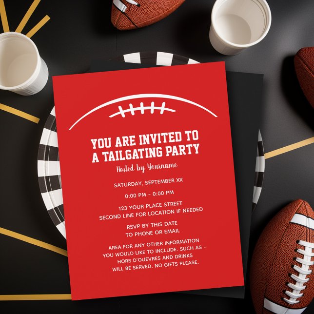 Football Tailgating Party - red black Invitation (Tailgating Party Invitation)