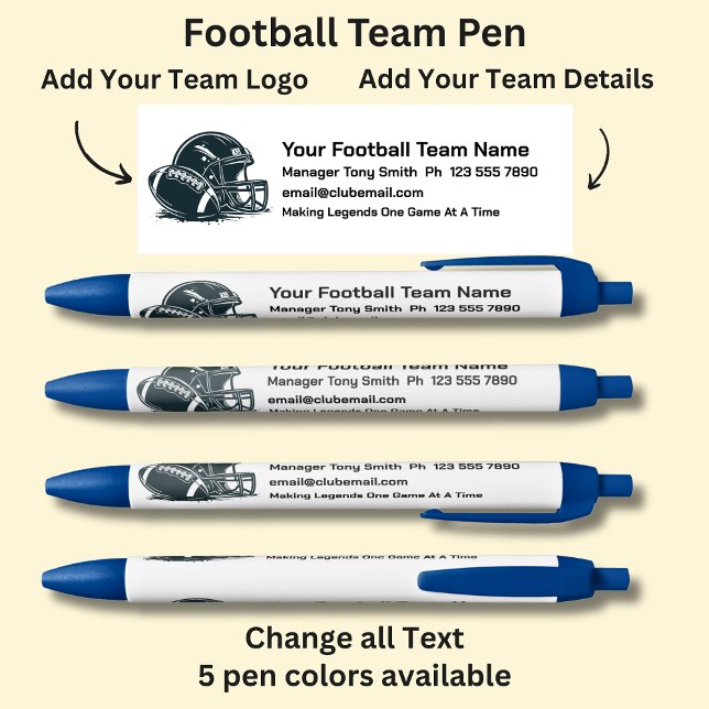 Football Team - Add your own details & Logo Black Ink Pen (Creator Uploaded)