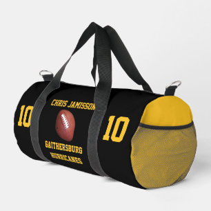 Football Team, Coach Player Black Gold Personalise Duffle Bag