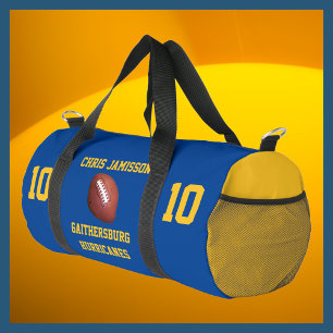 Football Team, Coach, Player Blue Gold Personalise Duffle Bag