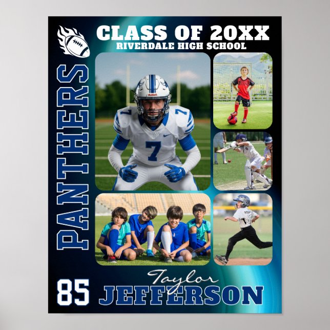 Football Team High School Sports Picture Collage Poster (Front)