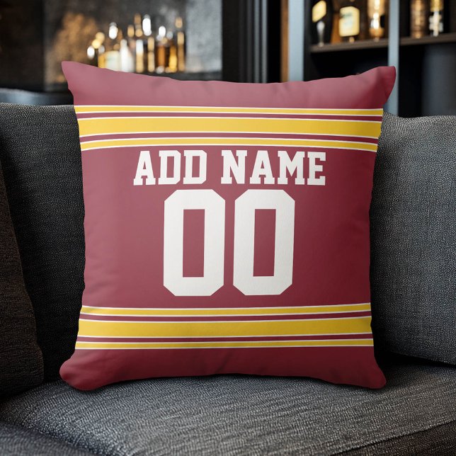 Football Team Jersey with Custom Name Number Cushion (Custom Sporty Pillow)