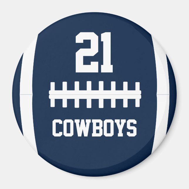Football Team Name and Player Number Custom Colour Magnet (Front)