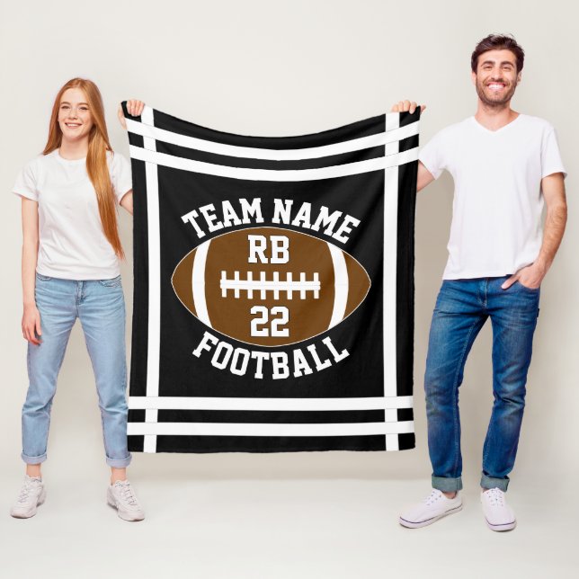 Football Team Name, Player Position and Number Fleece Blanket (In Situ)