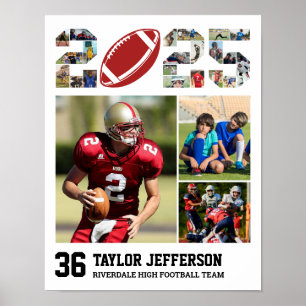 Football Team Senior 2025 Sports Photo Collage Poster