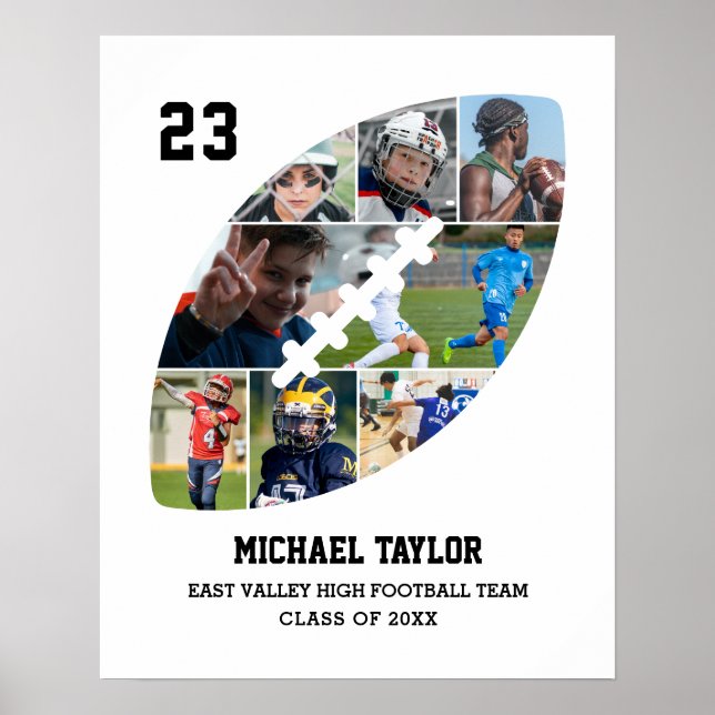 Football Team Senior Graduation Ball Photo Collage Poster (Front)