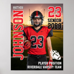 Football Team Senior MVP Player Photo Gift Sports Poster