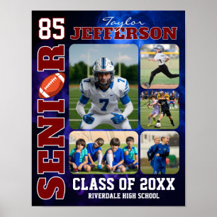 Football Team Senior Night Sports Photo Collage Poster