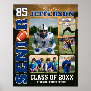 Football Team Senior Night Sports Photo Collage Poster