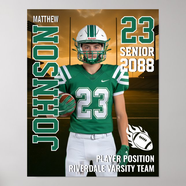 Football Team Senior Player Photo Gift Sports Poster (Front)