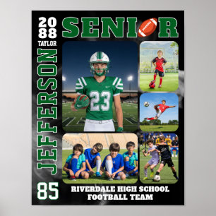 Football Team Sports Player Senior Photo Collage Poster