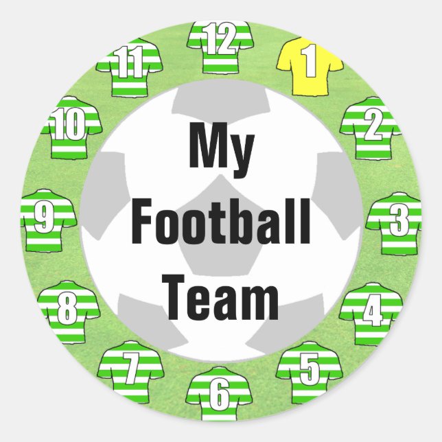 Football Team Stickers with Green Hooped Shirts (Front)