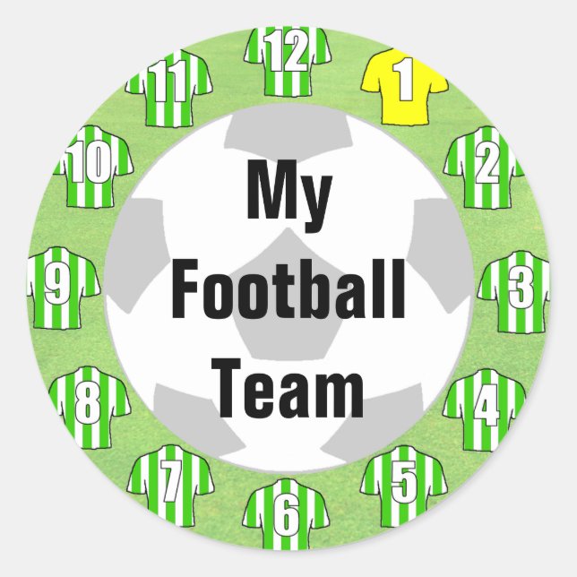 Football Team Stickers with Green & White Shirts (Front)