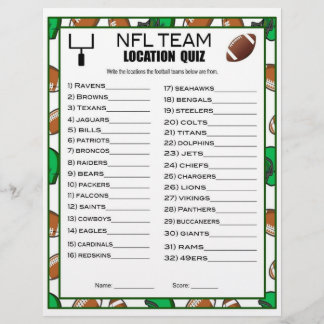 Football Team Trivia Football Party Game For Kids  Custom Letterhead