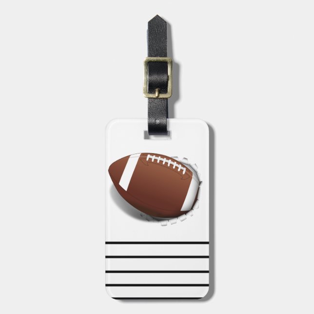 Football Tearing Out Luggage Tag (Front Vertical)