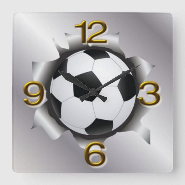 Football tech square wall clock (Front)