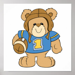 Football Teddy Bear Design Poster