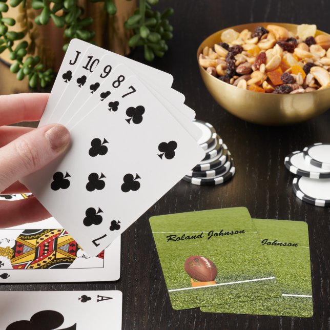 Football Teed up for Kickoff Personalise with Name Playing Cards (In Situ)