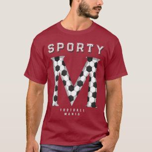 Football Texture Typography Sporty Letter M Custom T-Shirt