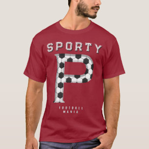 Football Texture Typography Sporty Letter P Custom T-Shirt