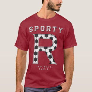 Football Texture Typography Sporty Letter R Custom T-Shirt