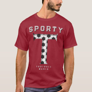 Football Texture Typography Sporty Letter T Custom T-Shirt