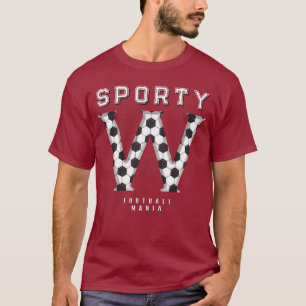 Football Texture Typography Sporty Letter W Custom T-Shirt