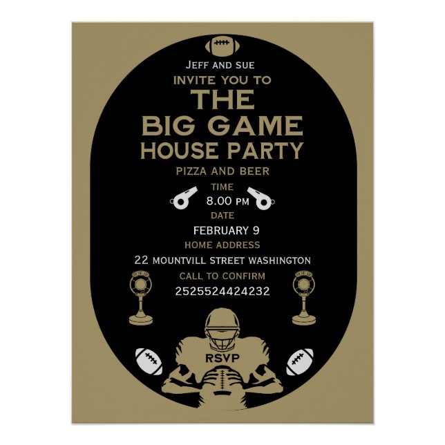 Football The Big Game TV Watch Party Poster (Front)