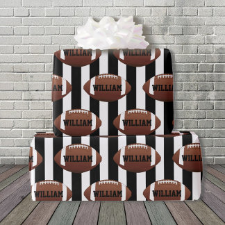 Football Theme Add Name Birthday Giftwrap Wrapping Paper