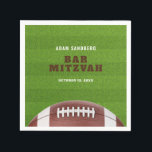 Football Theme Bar Mitzvah Napkin<br><div class="desc">This modern and eye-catching Bar Mitzvah napkin is perfect for an event with an American football theme. The background mimics a football field. A football decorate the design for an impactful look. This theme is perfect for a young man that's into sports and American football. The design is fun, sporty,...</div>